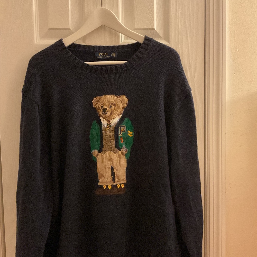 Polo by Ralph Lauren Navy University Sweater with Bear Design